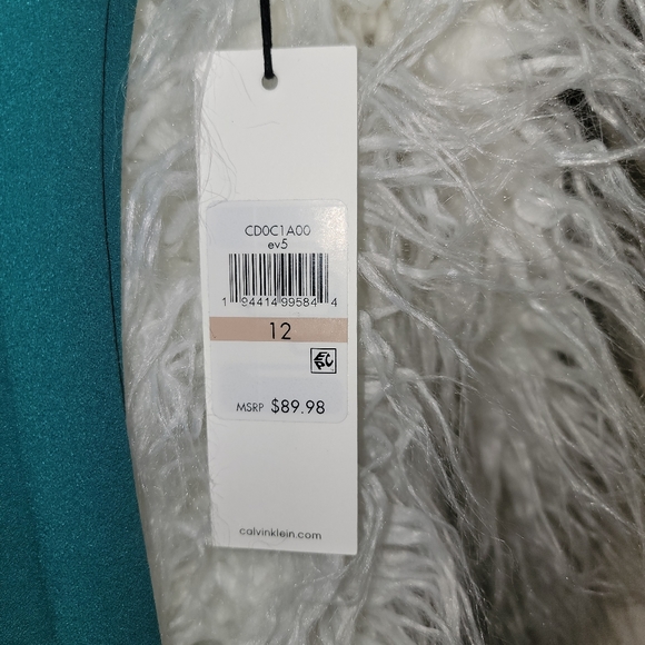 Turquoise Calvin Klein Sleeveless Dress with Bold Gold Exposed Zipper NWT - Picture 3 of 6